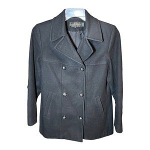 Kristen Blake Lambswool Shell Black Medium Length Button Coat Women’s Size 6